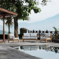 Modway Marina 3 Piece Outdoor Patio Teak Set in Natural Gray