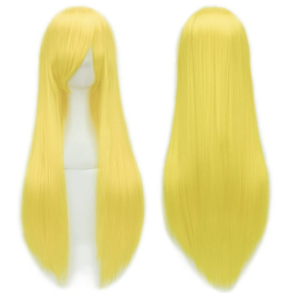 Firefly Hope 80cm Long Straight Synthetic Wig with Bangs, Colorful Style for Party ( Fluorescent Yellow