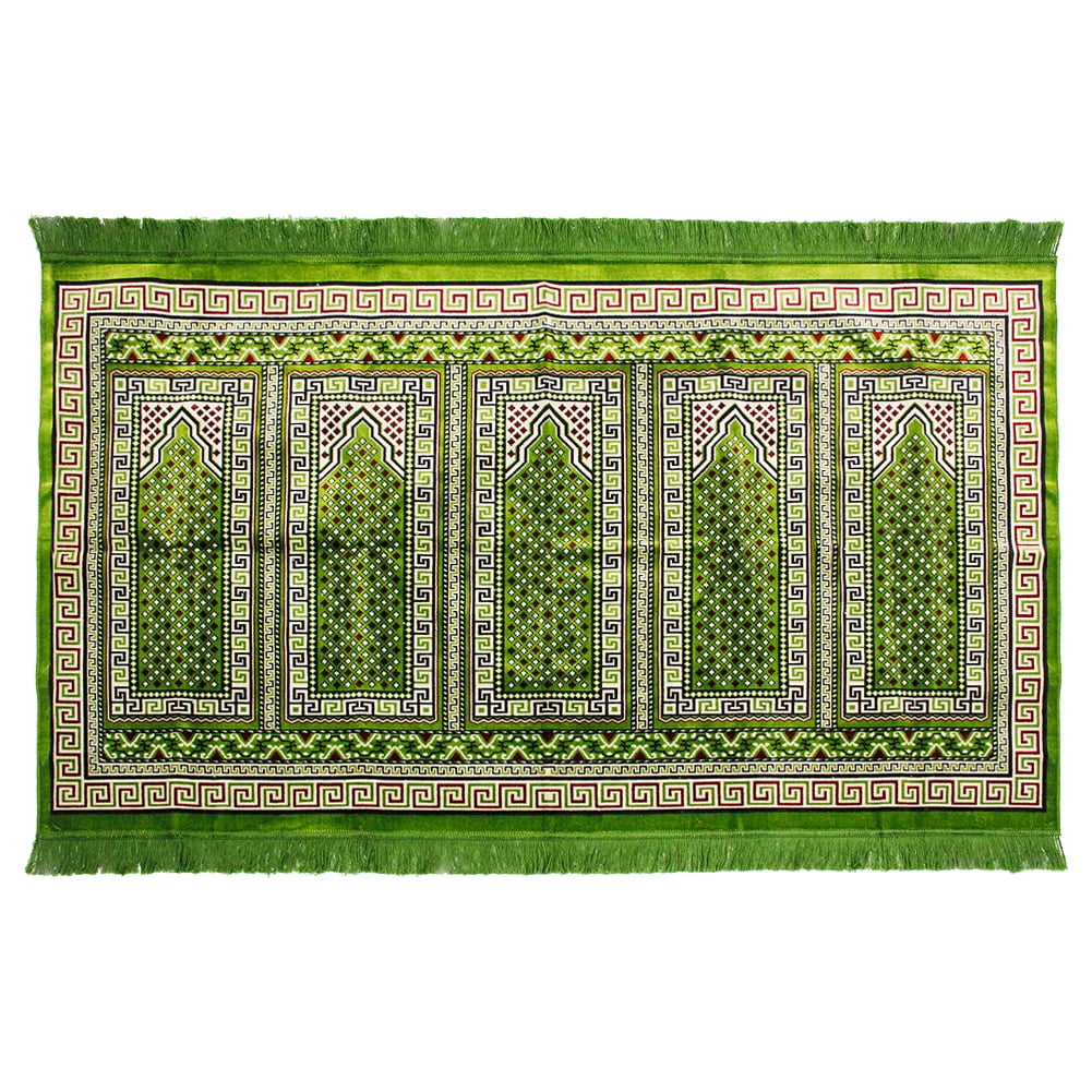 Five Person Lime Green Double Greek Key Design Islamic Muslim Prayer