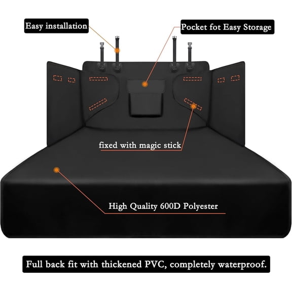 Nonslip Waterproof Dog Cargo Liner for Car - Washable Pet Seat Cover, Fit for Medium Small SUV Truck (Black)