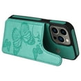 thumbnail image 6 of Allytech iPhone 13 Pro Max Wallet Case with Card Holder, PU Leather Butterfly Embossed Kickstand Magnetic Closure Shockproof Protection Case Cover for Apple iPhone 13 Pro Max 6.7",Green, 6 of 9