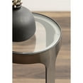 thumbnail image 4 of Kate and Laurel Dahl Modern Round Glass Top Outdoor Drink Table, 8 x 8 x 23, Clear Glass and Gray Gunmetal, Circle Pedestal Patio Mini Table for Living Room Plant Stand or Small Bedroom Nightstand, 4 of 9