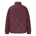 thumbnail image 4 of Maqroz Quilted Lightweight Jackets for Women Stand Collar Vintage Button Cardigan Barn Jacket Cold Weather Warm Winter Down Coat Outerwear, Wine XL, 4 of 7