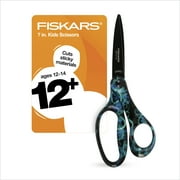 Fiskars Non-Stick Student Scissors, 7", Pointed, School Supplies for Kids 12+, Neon Swirl