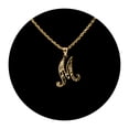 thumbnail image 2 of LOVEBLING 10K Yellow Gold Diamond Cut Cursive Initial Pendant Charms Available Letters from A to Z (M), 2 of 3