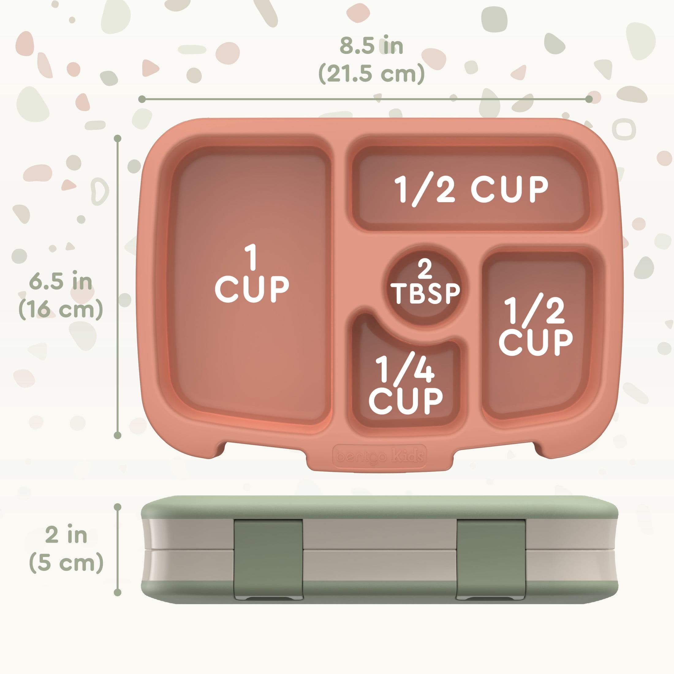 Bentgo Kids 5-Compartment Leak-Proof Bento-Style Lunch Box (Whimsy & Wonder Collection) - Ideal for Ages 3-7, Drop-Proof & Durable, Dishwasher Safe, & Made with BPA-Free Materials (Geo Speckle)