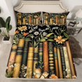 thumbnail image 2 of Manfei Kids Vintage Books Queen Sheet Sets, Hippie Bohemian Butterfly Flat and Fitted Sheet, Western Mid Century Microfiber Bedroom Decor, 4pcs, 2 of 7