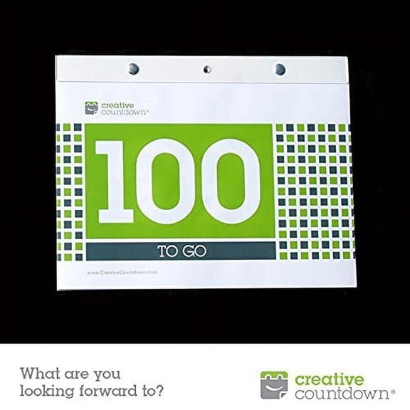 100 day Event, Goal and Occasion Count Down 8.5"x11.5" Green Square Tear Off Countdown Calendar Large Wall Unit - perfect for Office, event, corporate and door gifts