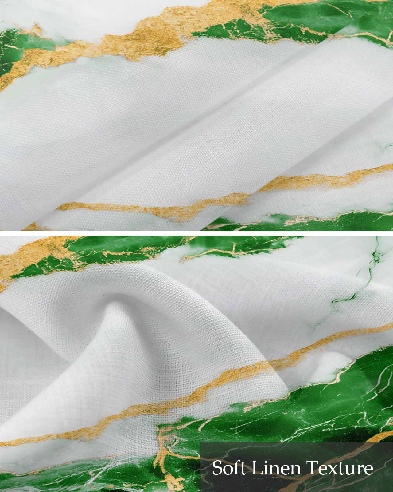 Marble Green Kitchen Valances for Windows Farmhouse Linen Window Valance Curtain for Living Room Window Treatment Gold Foil Ceramic Style Crack Scratch Valance Rod Pocket Topper Drape, 54 x 18 Inch