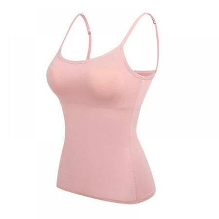 

Womens Camisole with Shelf Bra Cotton Undershirts Adjustable Strap Camis Spaghetti Strap Tank Tops 2-3 Pack M-XXL