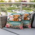 thumbnail image 4 of Farm Animals Pillow Covers 2 Pack Funny Pig Cow Donkey Retro Truck Farmhouse Spring Floral Pillowcase Waterproof Outdoor Throw Pillow Cover for Patio Garden Square Cushion 16”x16”, 4 of 9