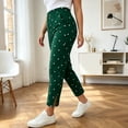 thumbnail image 6 of Women's Polka Dot Stretch Casual Pants Elastic High Waist Stright Leg Cropped Trousers with Pockets Yoga Workout Pants Streetwear Army Green, 6 of 6