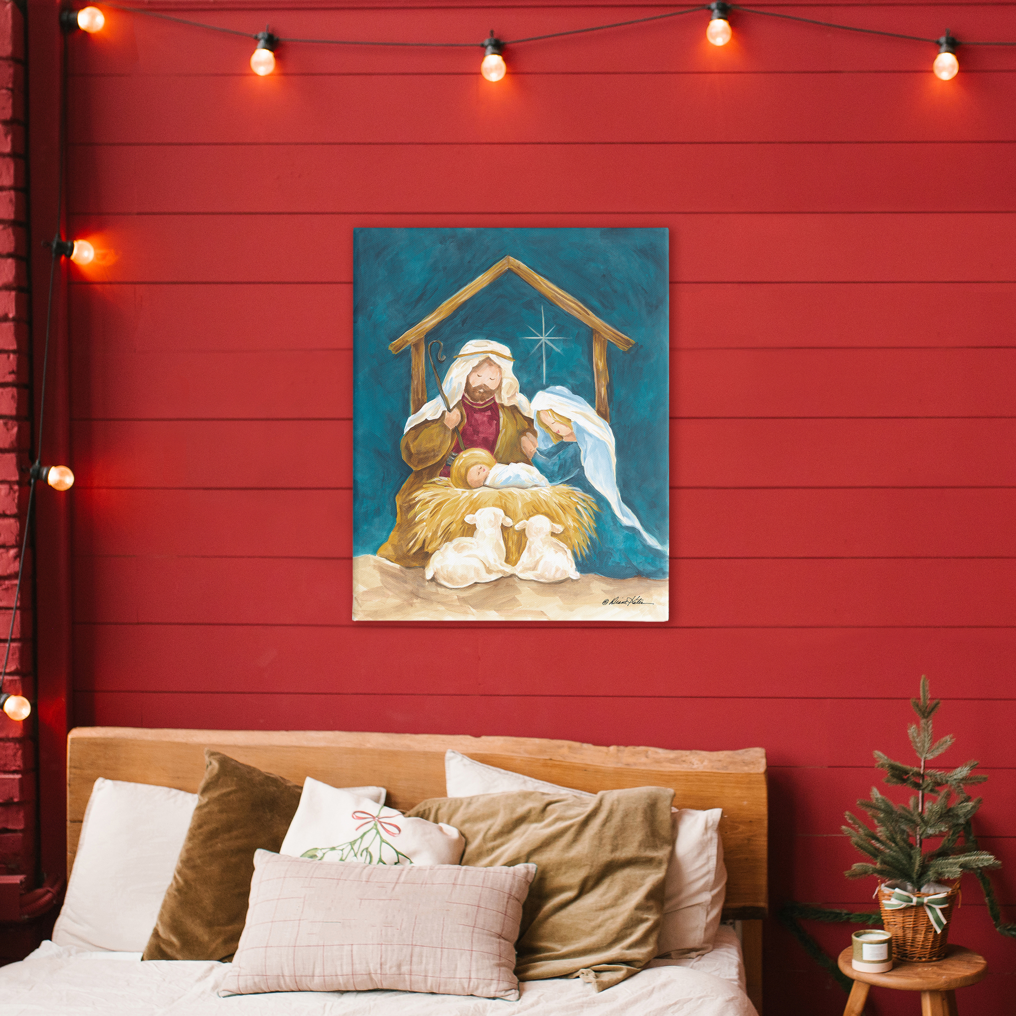 Comforting Nativity Painting Canvas Wall Art, design by Diane Kater