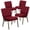 Burgundy Fabric/Gold Vein Frame, variant on BizChair 4 Pack 21''W Church Chair in Dark Gray Fabric - Silver Vein Frame