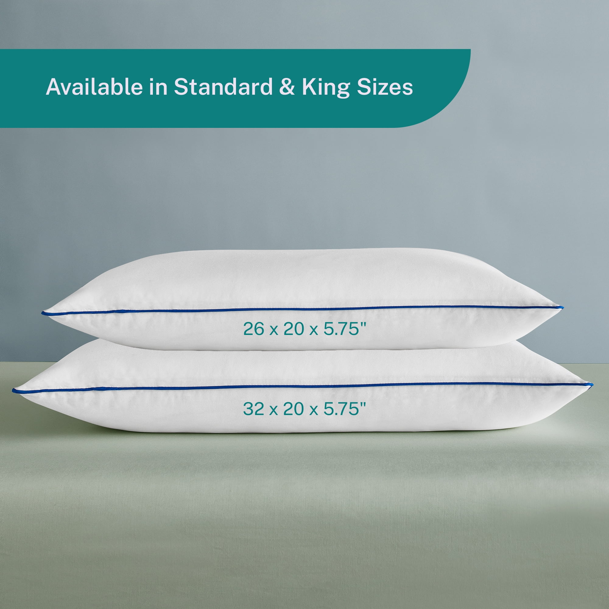 Sleep Innovations 2-in-1 Ventilated Gel Memory Foam, Standard Pillow, Down Alternative Fiber Fill and Cotton Cover, 5-Year Warranty