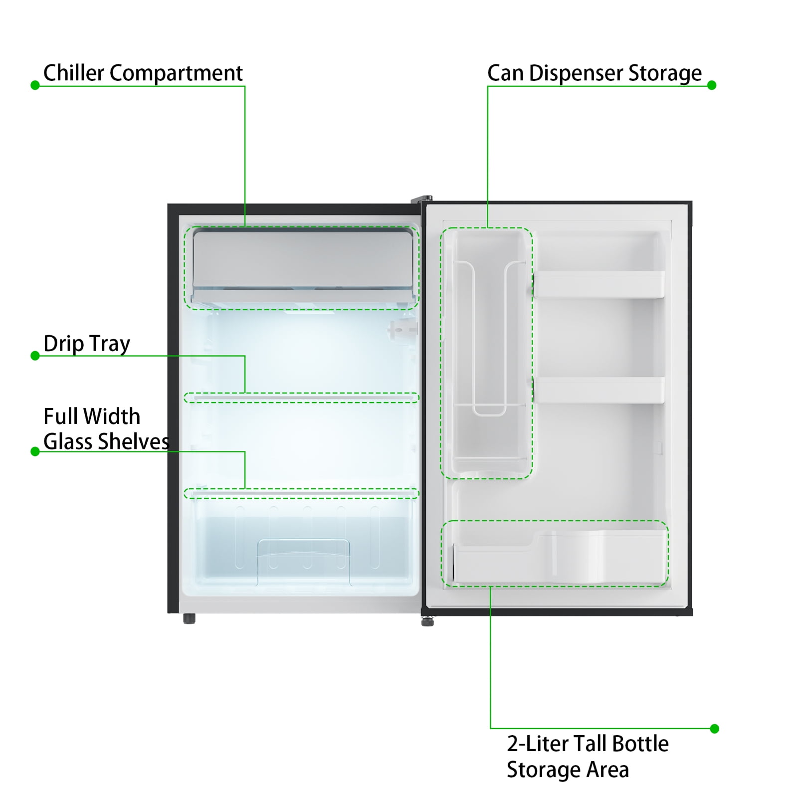 4.3 Cu.Ft Mini Fridge With Freezer, Single Door Compact Refrigerator With 7-Temperature Settings & Reversible Single Door for Dorm/Bedroom/Office, Grey