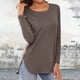 thumbnail image 1 of MKLEKYY Playeras Mujer Casual Camiseta Informal De Manga Larga Para Mujer, Cuello Redondo, Abertura Lateral, Estilo Túnica Holgada De Otoño Talla XL, 1 of 3