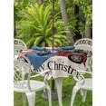 thumbnail image 2 of Outdoor Tablecloth with Umbrella Hole and Zipper, Christmas Tree Retro Round Table Cloth 60 Inch Waterproof Tablecloth, Red Truck Xmas Winter Snowflake Picnic Table Cover for Patio Camping, 2 of 7