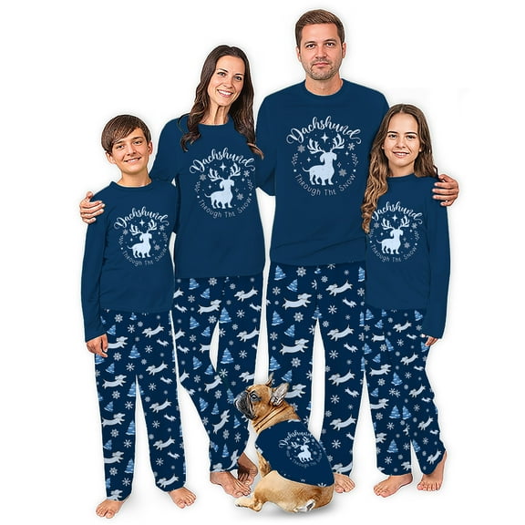 Pajamas By Jenny Dachshund Reindeer Matching Christmas Pajamas With Dog Size, Holiday Matching Pjs, 2 Piece Set