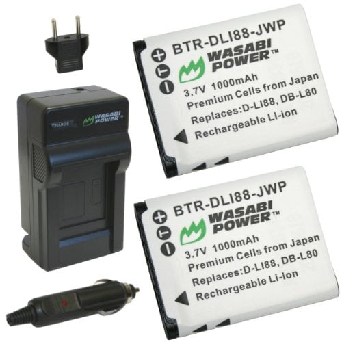 Wasabi Power Batterie (2-Pack) et Chargeur pour Sanyo DB-L80, DB-L80AU, VPC-CA100, VPC-CA102, VPC-CG10, VPC-CG100, VPC-CG102, VPC-CG20, VPC-CG21, VPC-CS1, VPC-GH2, VPC-GH3, Vpcgh, Vpc-Gh, Vpc