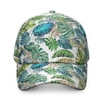 thumbnail image 2 of Hawaiian Print Baseball Cap, Washed Unstructured Dad Hat with Comfortable Fit, Tropical Floral and Botanical Jungle Leaves Design Adjustable Cap for Outdoor Activities, 2 of 4