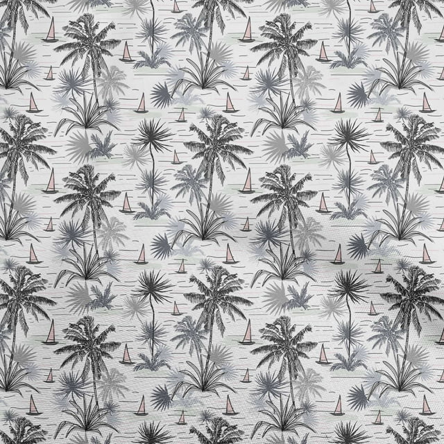 oneOone Cotton Poplin Twill Light Gray Fabric Sea Life Pattern Craft Projects Decor Fabric Printed By The Yard 56 Inch Wide