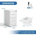 thumbnail image 3 of 2 Drawer File Cabinet with Lock, Metal Filing Cabinets for Home Office, Vertical Narrow File Cabinet Lockable Steel Storage Cabinets for Letter/Legal/F4/A4 Size, Assembly Required(White), 3 of 13