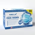 thumbnail image 1 of Mascarilla desechable azul de 3 capas PURE GEM, paquete de 150, 1 of 7