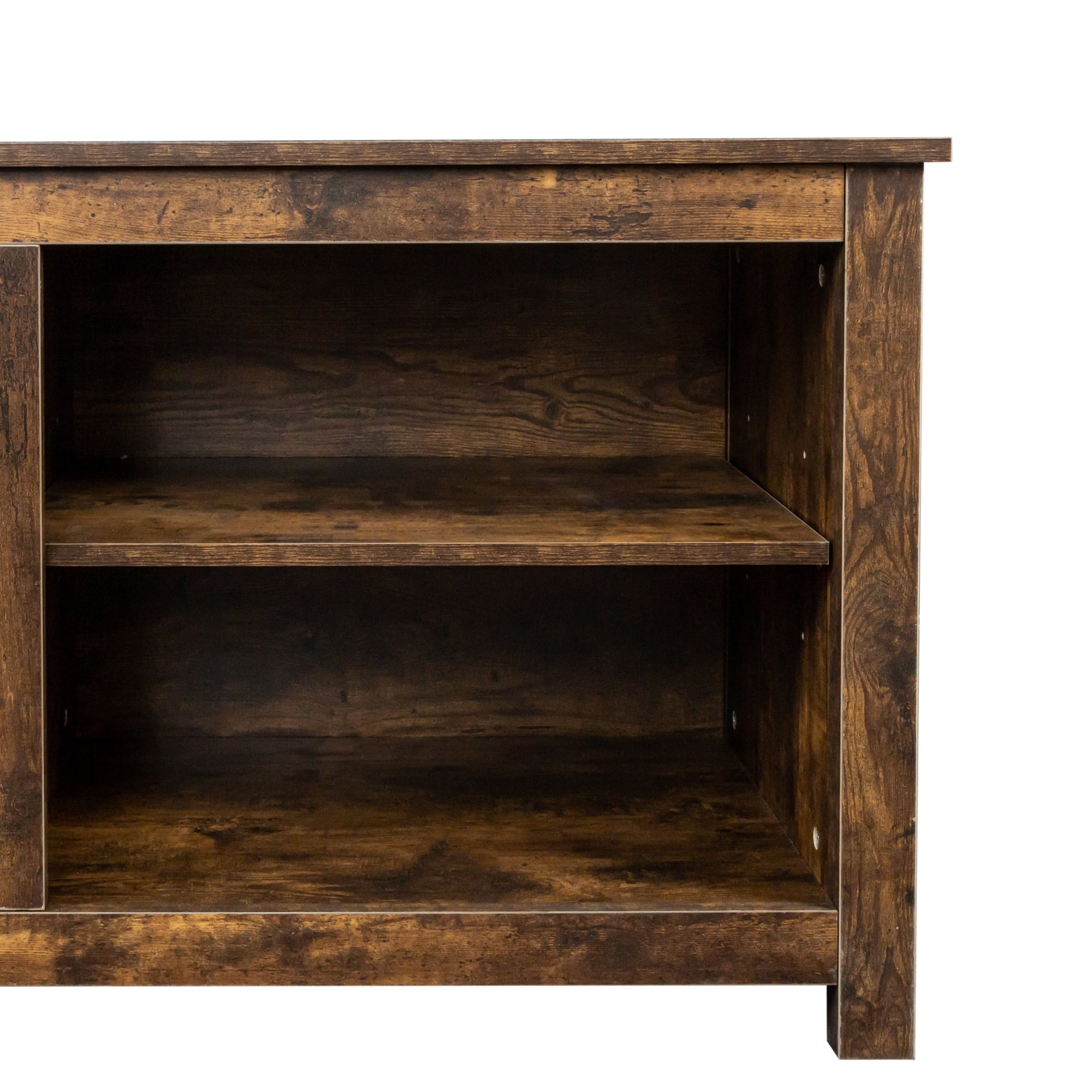 Kadyn MDF Farmhouse TV Console Table , Modern TV Unit Cabinet Stand with 6 storage compartments and 1 shelf cabinet, Turquoise Brown TV Cabinet for small spaces