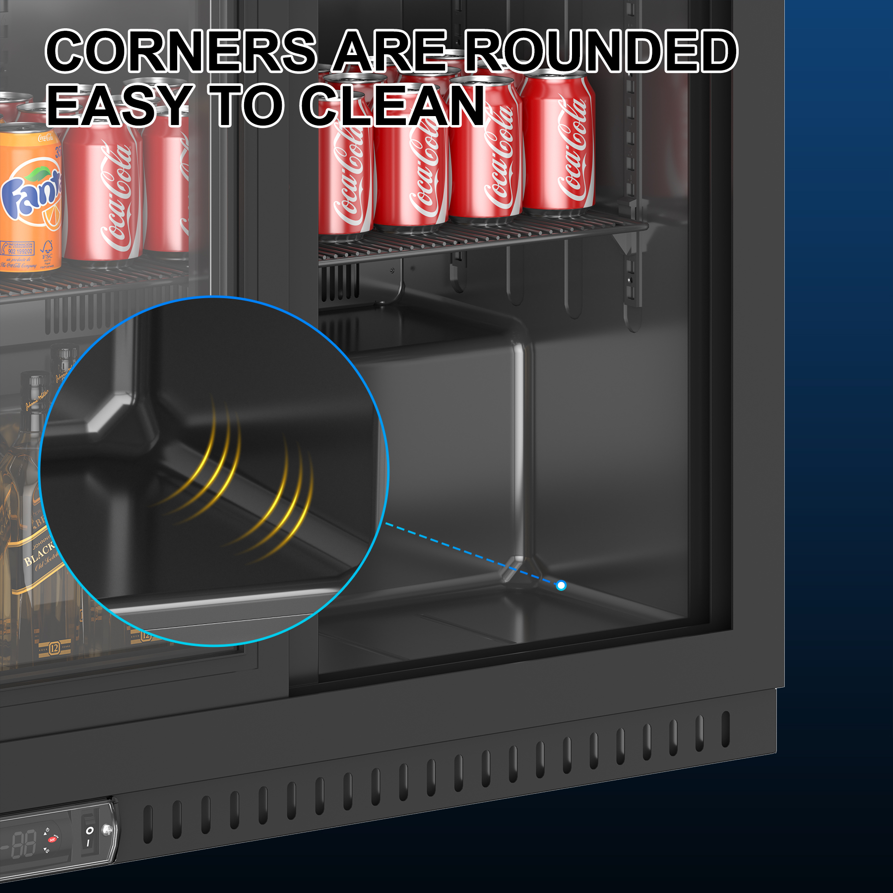 Amerikit Back Bar Cooler with 2 Glass Sliding Doors, 7.8 cu.ft Under Counter Height Beverage Refrigerator for Beer, Wine, Soda, Drinks, ETL Approved
