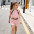 thumbnail image 5 of FYDUU Toddler Girl Summer Clothes Sleeveless Athletic Tank Tops And Shorts Set Casual Playwear Two Piece Outfit Comfy Sports Suit 4-5 Years, 5 of 7