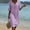 Purple, variant on PRINxy Women's Notched V Neck Ruffle Cuff 3/4 Sleeve Button Pleated Midi Dress Cotton Linen Casual Dress for Summer Daily Wear Gray M