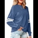 thumbnail image 3 of Sudadera Holgada A Rayas para Mujer (Otoño 2025), Cuello Redondo, Larga, Informal, con Bloques de Color Azul M, 3 of 8