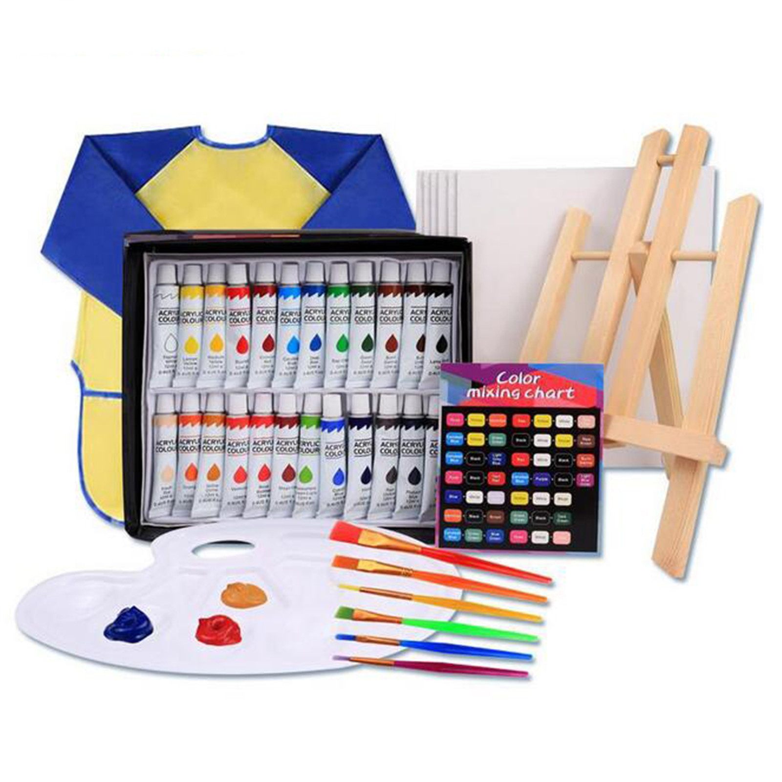 UttpKLBx Office Must Haves 39Pc Acrlic Paint Pigment set Contains paintbrush, easel,, drawing paper for School Supplies (C)