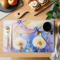 thumbnail image 2 of Placemat Set of 4 Purple Dragonfly Placemats for Dining Table White Dandelion Washable Table Mats for Kitchen and Party Decor Indoor & Outdoor Use, 2 of 8