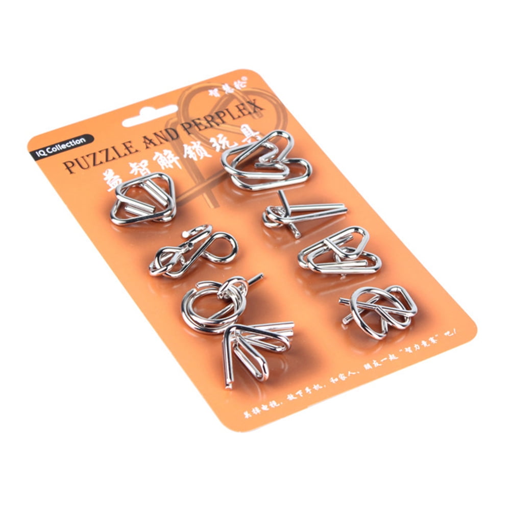 Brain Teasers Metal Wire Puzzle Toys Set of 8pcs Interlock Toys for Kids Gifts Party Favors