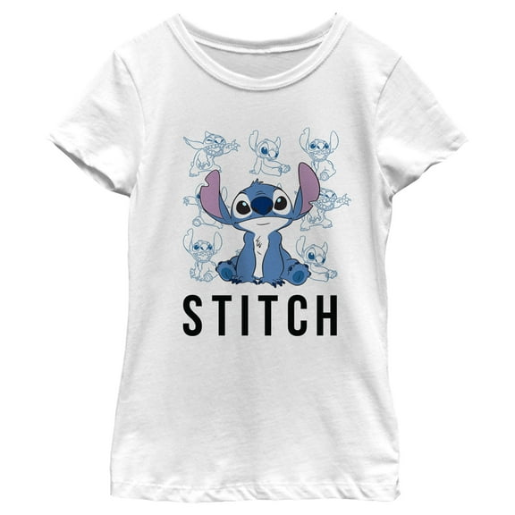 Girl's Lilo & Stitch Iconic Poses Collage  Graphic Tee White Medium