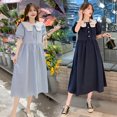 thumbnail image 2 of Vestido de maternidad para mujeres embarazadas, suelto, de verano, nuevo, de manga corta, sin hebilla, vestido de maternidad para lactancia, falda larga, 2 of 6