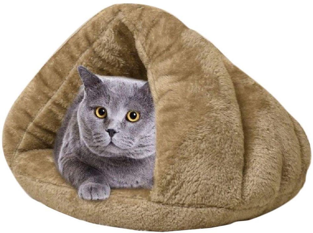 Cave Ultrasoft Plush Cat Bed with Large Hood, Round Burrowing