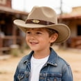 thumbnail image 2 of NOEGOEU Kids Cowboy Hat Boys Girls Western Cowboy Cowgirl Hat Classic Belt Buckle Felt Fedora Hats for 3-8Y (Beige,3-8 Years), 2 of 4