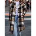 thumbnail image 3 of Women's Plaid Jacket Button Down Long Sleeve Coat Winter Casual Outwear with Pocket, 3 of 6