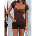 thumbnail image 5 of Womens Jumpsuits Shorts Rompers Workout One Piece Bodysuits Yoga Summer Fashion Vacation Outfits 2025 Deep Coffee S, 5 of 7