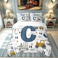 thumbnail image 3 of meiyoeat Construction Letter C Twin Bedding for Boys, Vehicle Print Bedding Comforter Set, Blue, Reversible, 7 Pieces, 3 of 6