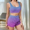 thumbnail image 2 of Kaemgyyd Women's Two Piece Pajama Outfit Fashion Gradient Crop Tank Top Fluffy Fleece Shorts Lounge Matching Set S-2Xl, 2 of 6