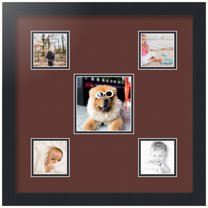 ArtToFrames Collage Photo Picture Frame with 1 - 5x5 and 4 - 3x3" Openings, Framed in Black with Maroon and Black Mats (CDM-3926-65)