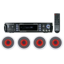 Rockville 1000w Home Theater Bluetooth Receiver (4) In-Ceiling 6.5" LED Speakers