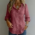 thumbnail image 3 of APEXFWDT Floral Boho V Neck Shirt Women Long Sleeve Button Down Shirts Casual Western Shirts, 3 of 5
