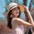 thumbnail image 5 of 56-58 cm hat circumference female bow straw hat summer big brim sun hat outdoor travel sunscreen beach sun hat, 5 of 5