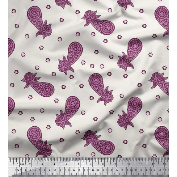 Soimoi Pink Velvet Fabric Floral & Paisley Printed Craft Fabric by the Yard 58 Inch Wide