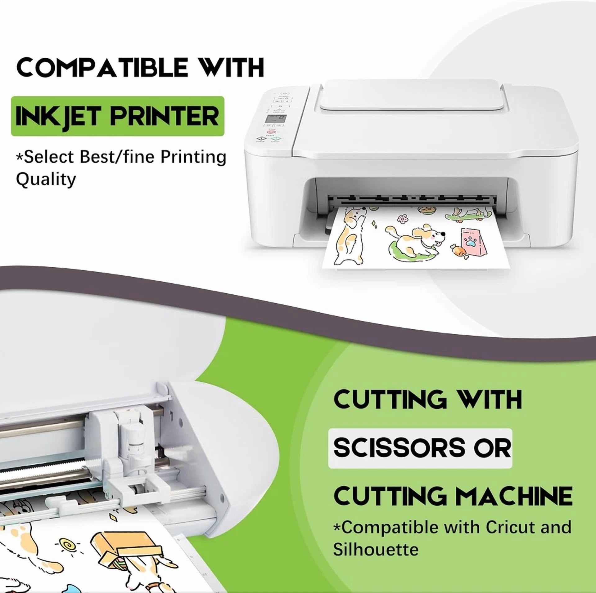 BUTTERFLY- 30 Sheets Premium Printable Vinyl Sticker Paper For Inkjet Printers Glossy White